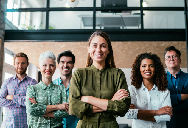 6 people with arms crossed